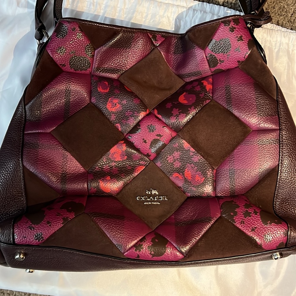Coach Patchwork Hobo Bag in Plum and Brown - Picture 11 of 12
